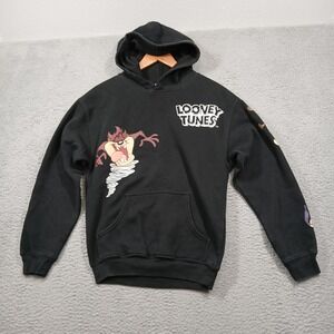 Looney Tunes Hoodie Men's Small Black Pullover Taz Bugs Bunny Marvin Road Runner